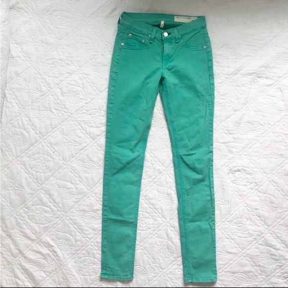 Rag & Bone Vintg Biscay Turquoise Green Jegging Jeans Size 24 - Picture 2 of 10